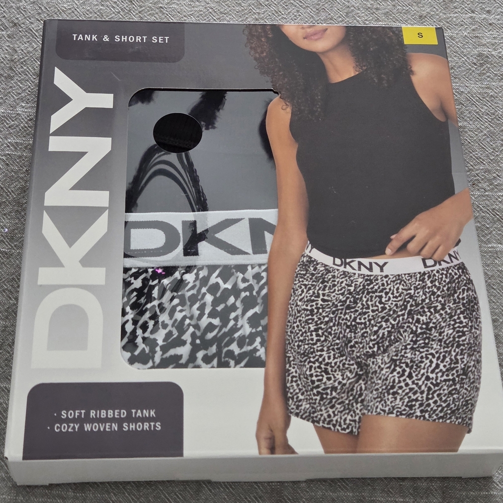 DKNY Black and White Tank & Shorts Set